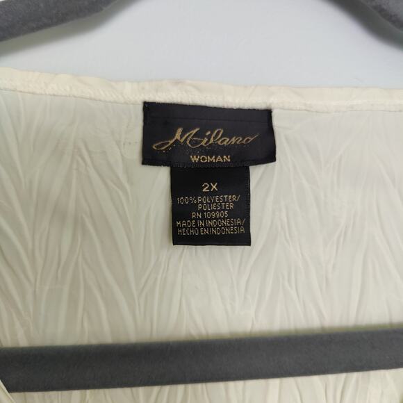 Milano Plus Sz 2X Cream Fairy Crinkle Top Asymmetrical Flowy Whimsygoth Witchy - Picture 5 of 6